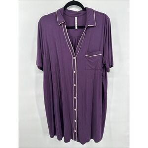 Soma XL Cool Nights Sleepshirt Nightgown Plum/Purple Button Pocket Excellent